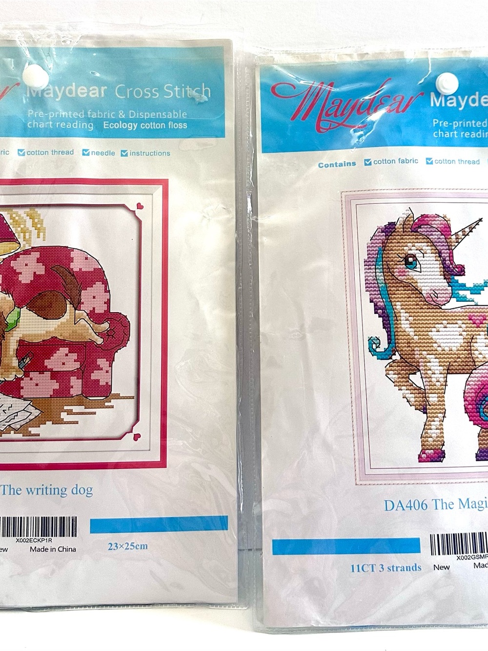 Maydear Unicorn Cross Stitch Kit in Pink, Turquoise, Brown